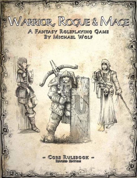 Cover of the Warrior, Rogue & Mage core rulebook
